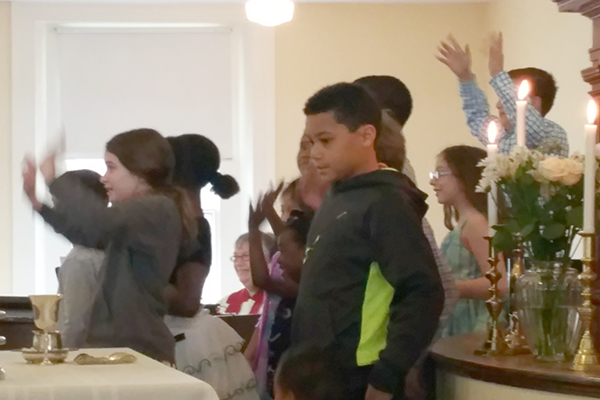 Children's Choir sings during sanctuary rededication
